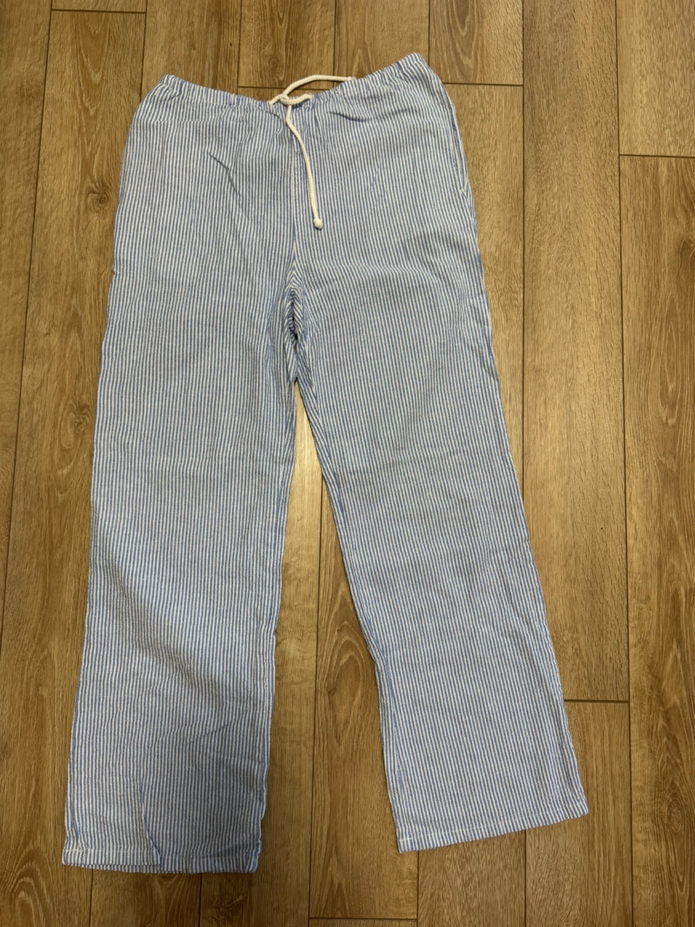 Love Tree Light Blue and White Striped Jogger Pants